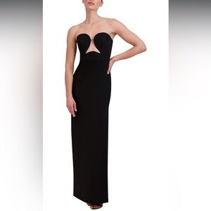 BCBGMaxAzria Strapless Cut Out Evening Gown with Slit